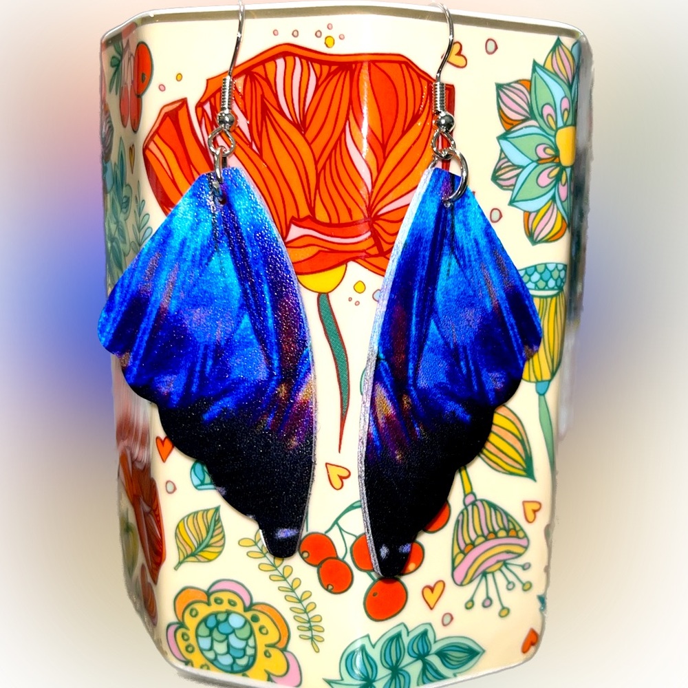 Blue Butterfly Wing Earrings